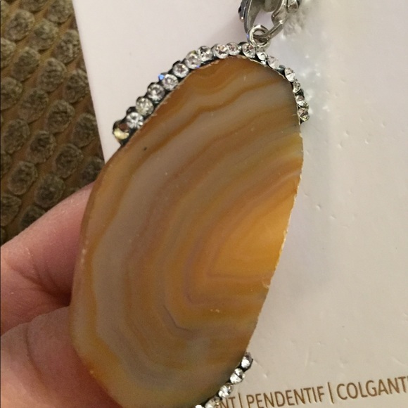 New Large Brown Genuine Stone Pendant Nickel Free - Picture 9 of 9